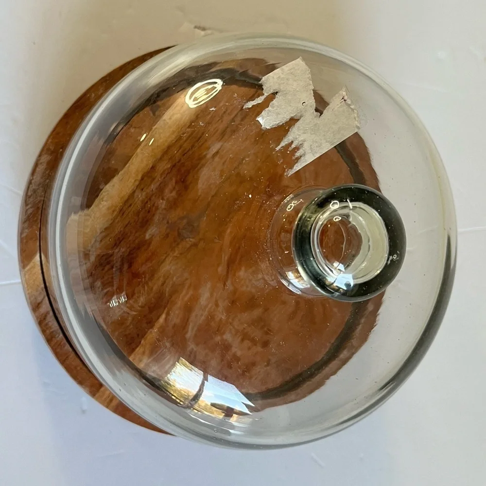 Rustic Wooden Base Cheese Board with Glass Dome Cover - Picture 7 of 10